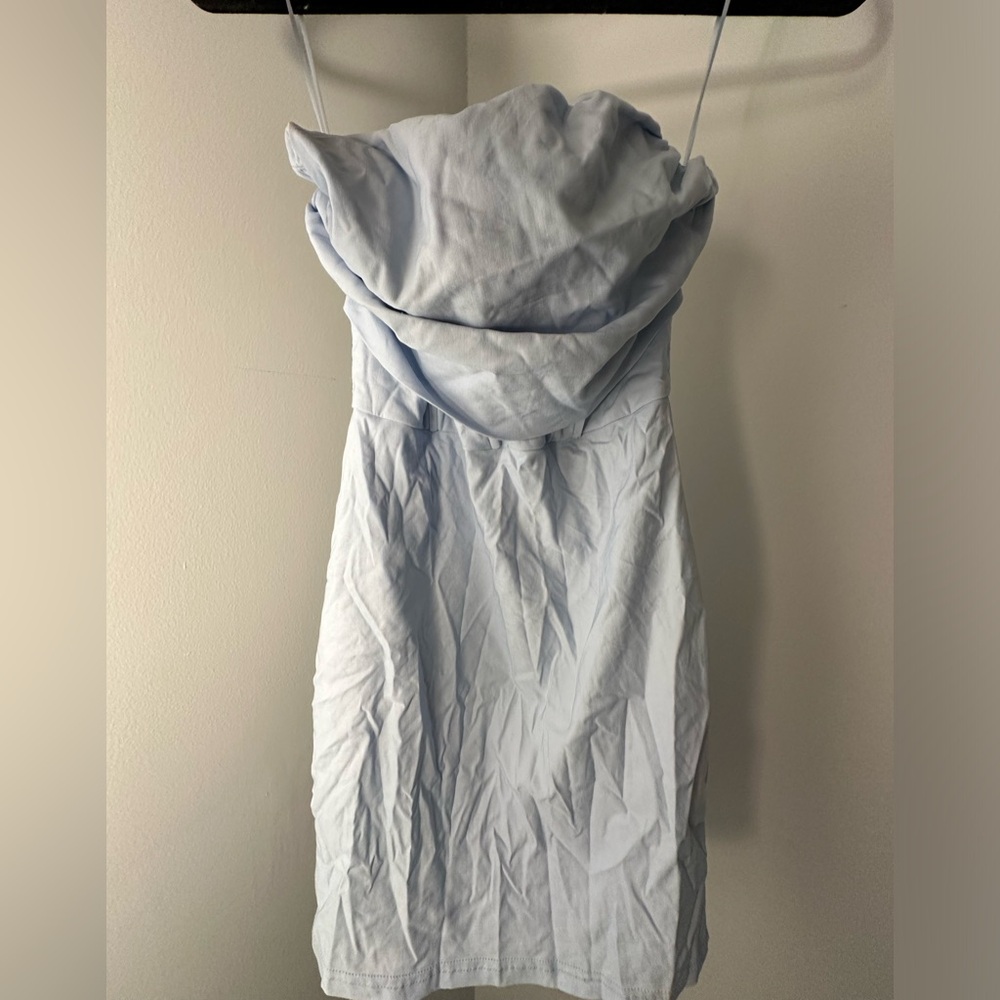 BRAND NEW WITH TAGS! Blue Blush- strapless baby blue corset mini dress